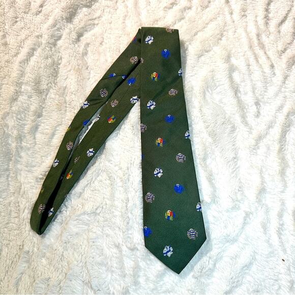 J.Crew One Size Men's Neck Tie Green Rugby English Silk Tie Preppy J Crew Office - Picture 2 of 7